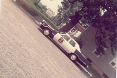 believed to be a 1974 Plymouth Fury police car in  the parking lot of the Police Station on Spotswood Englishtown Road